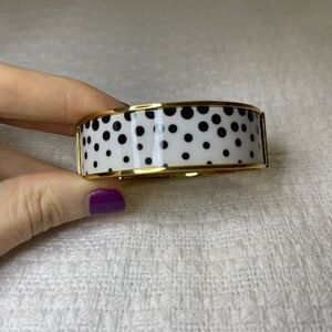 Talbots Gold Hinge Bangle Bracelet with White and Black Enamel
